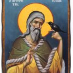 Προφήτης Ηλίας σε ξύλο τεχνητής Παλαίωσης